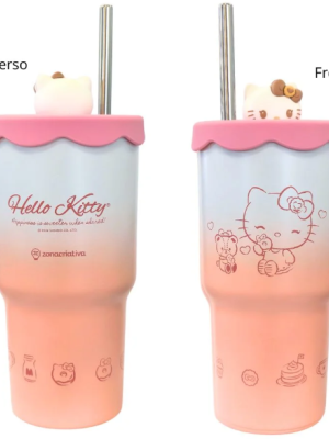 imagem do produto Copo Térmico Topper - Hello Kitty - 600ml - Zona Criativa - Arco Iris