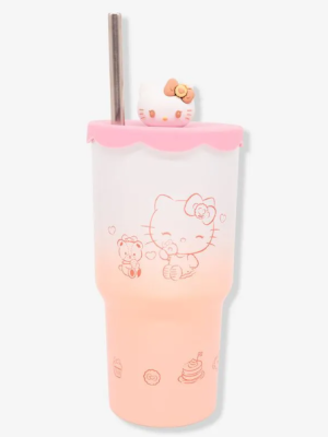 imagem do produto Copo Térmico Topper 3D com canudo Hello Kitty 600ml - Zona Criativa - Arco Iris