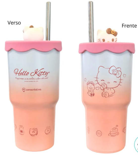Copo Térmico Topper - Hello Kitty - 600ml - Zona Criativa - Arco Iris
