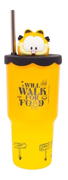 Copo Térmico 3d Topper Inox Com Canudo  Garfield - Zona Criativa - Arco Iris