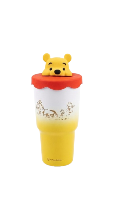 Copo Térmico 3d Topper Inox Com Canudo Urso Pooh - Zona Criativa - Arco Iris