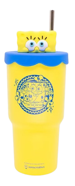 Copo Térmico 3d Topper Inox Com Canudo Bob Esponja - Zona Criativa - Arco iris