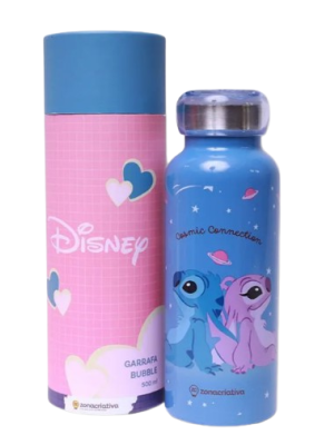 imagem do produto Garrafa Bubble Angel e Stitch 500ml  Namorados - Zona Criativa - Arco Iris