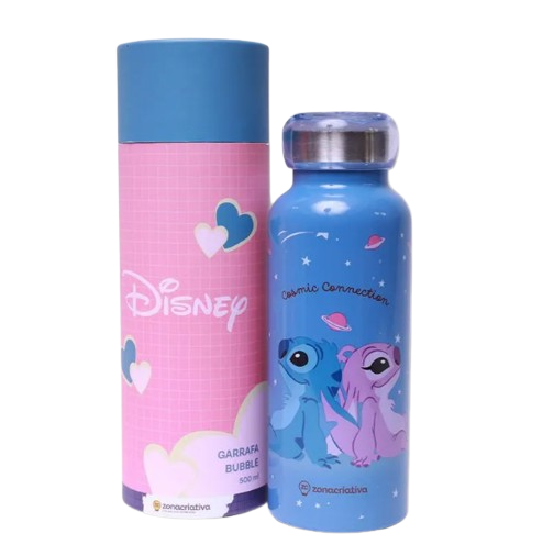 Garrafa Bubble Angel e Stitch 500ml  Namorados - Zona Criativa - Arco Iris