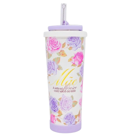 Copo Spring com Canudo Mae Encanto 850ml - ZOna Critaitva - Arco Iris