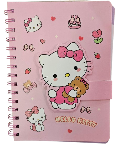 Caderno Sanrio com Velcro folhas decoradas - Arco Iris
