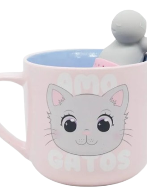 imagem do produto Caneca 350ml c/infusor p/cha Gatolino - Zona Criativa - Arco Iris