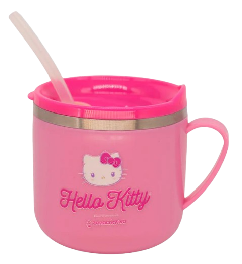 Caneca Infantil Flip Hello Kitty 250ml Em Aço Inoxidável - Arco Iris