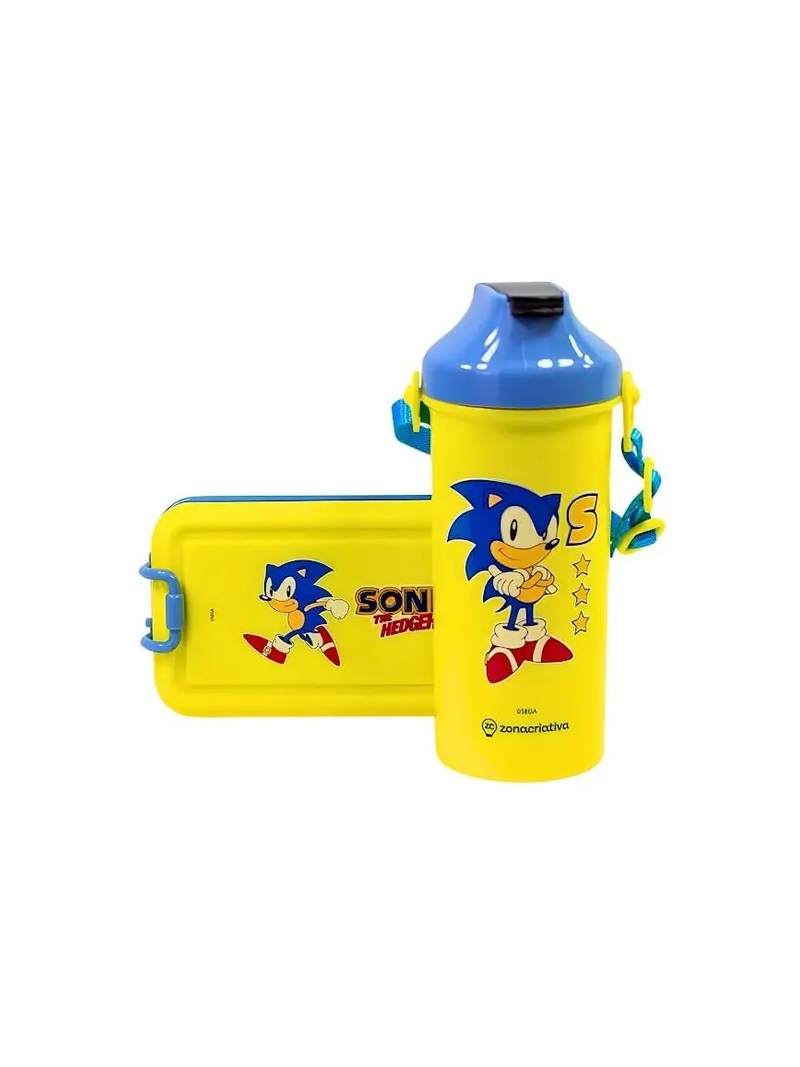 Kit Lancheira Marmita e garrafa Sonic - Zona Criativa - Arco Ìris