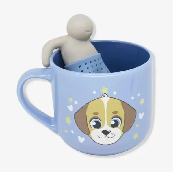 Caneca 350ml C/Infusor P/Chá  Eu Amo Dogs - Arco Iris