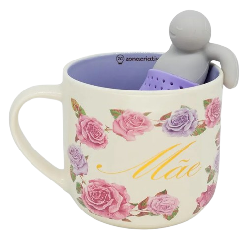 Caneca 350ml C/Infusor P/Chá Mae Encanto - Arco Iris