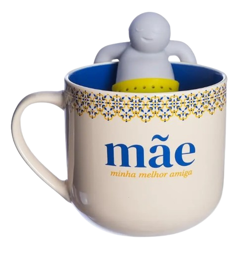 Caneca 350ml C/Infusor P/Chá Mae Azulejo  - Arco Iris