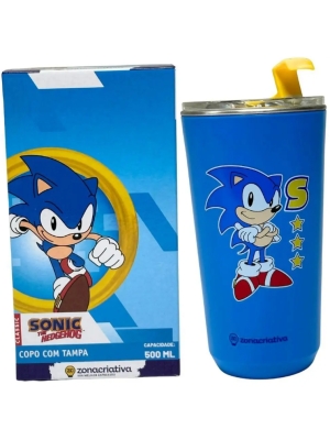 imagem do produto Copo Sky Inox Com Tampa 500Ml Oficial Sonic - Zona Criativa - Arco Ìris