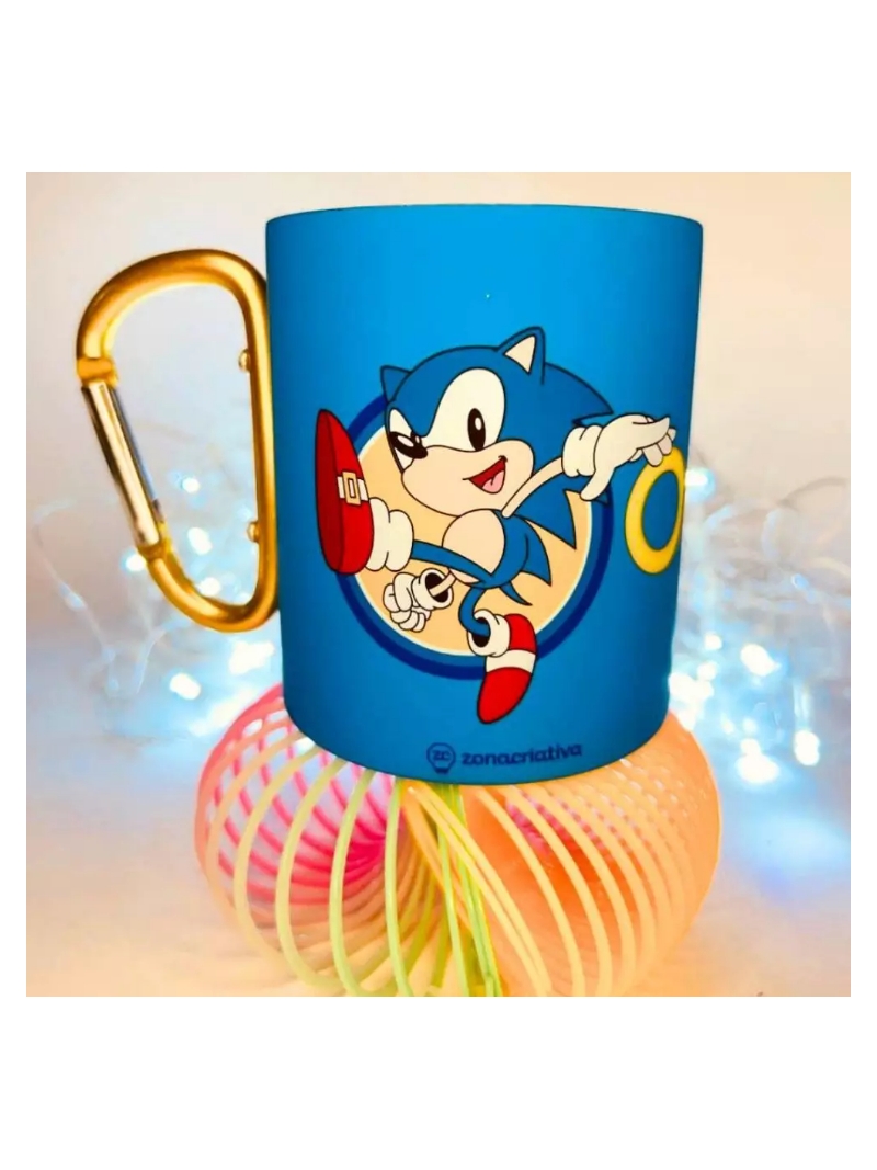 Caneca Mosquetão Sonic The Hedgehog 300ml - Zona Criativa - Arco Ìris