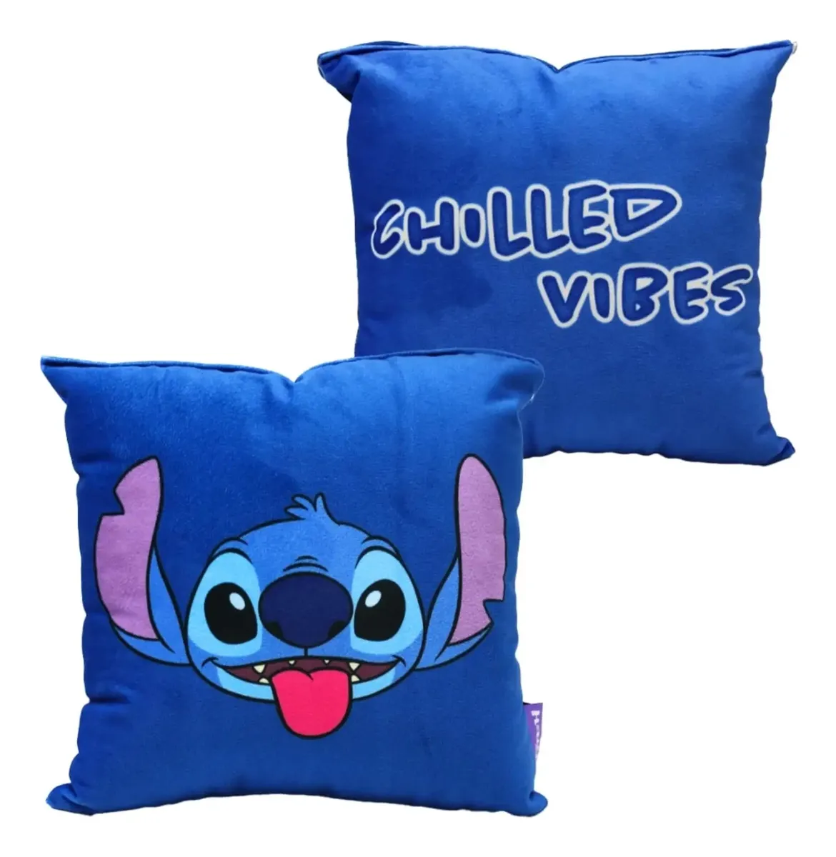 Almofada Stitch Good Vibes 25cm Veludo - Arco Iris 