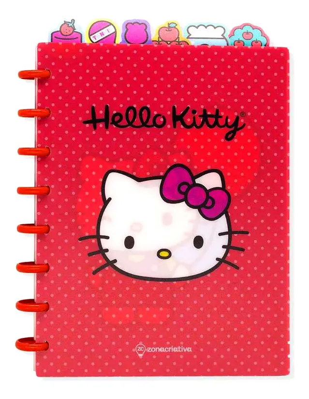 Caderno De Anotações Com Divisórias Hello Kitty - Arco Iris