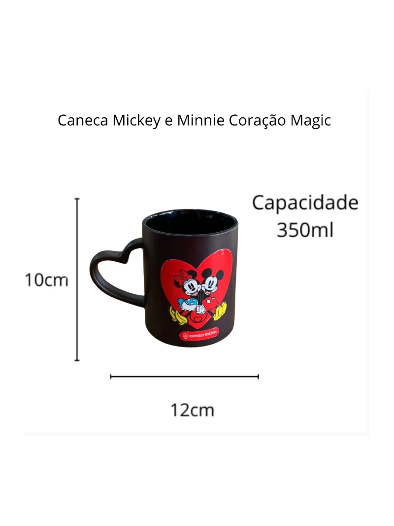 Caneca Mickey e Minnie Coração Magic 300ml - Zona Criativa - Arco Ìris