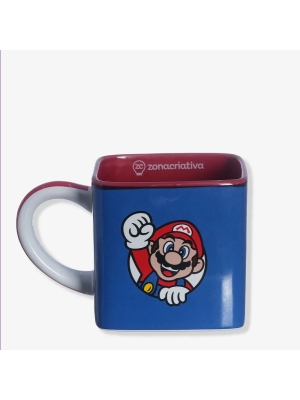 imagem do produto Caneca Super Mario E Luigi 3D Cubo Quadrada Cerâmica Oficial Nintendo - Zona Criativa - Arco Ìris