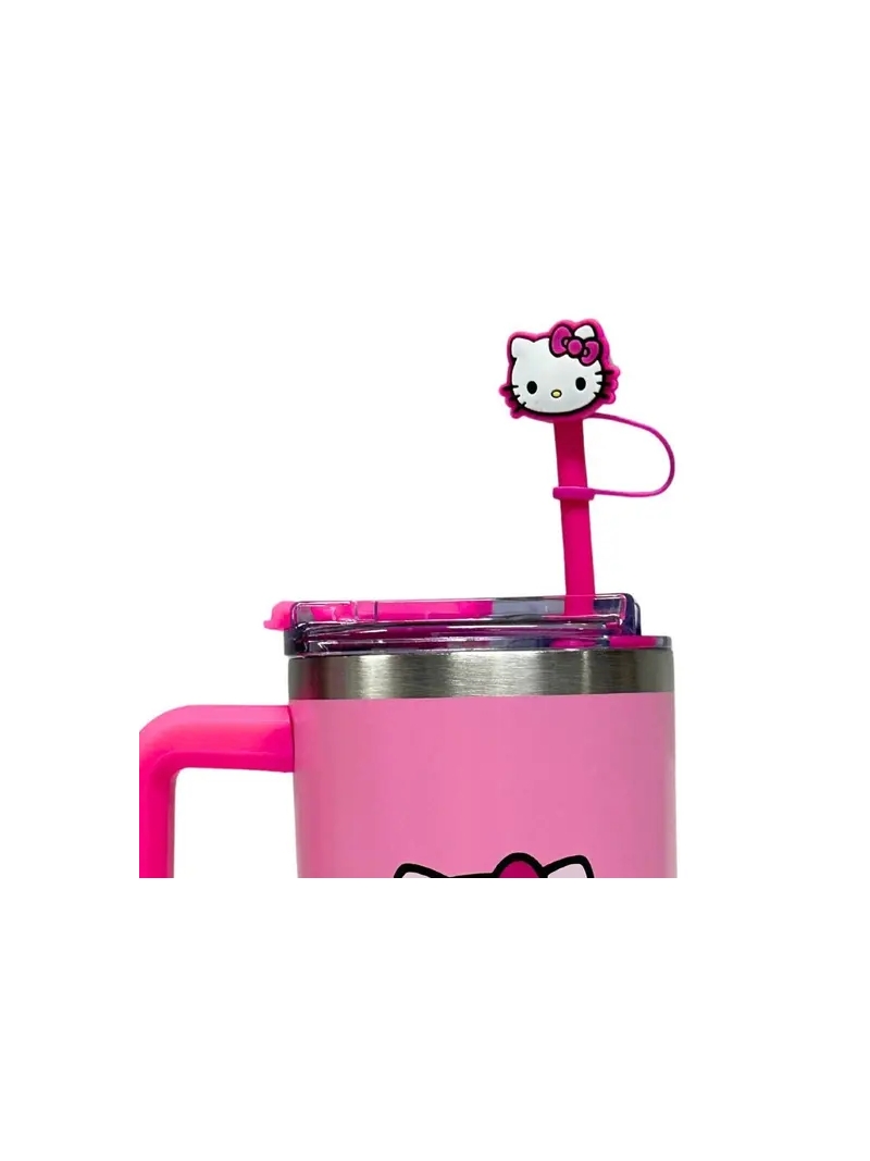 Canecão Térmico Inox 1,15l Com Canudo Pingente Hello Kitty - Zona Criativa - Arco Ìris