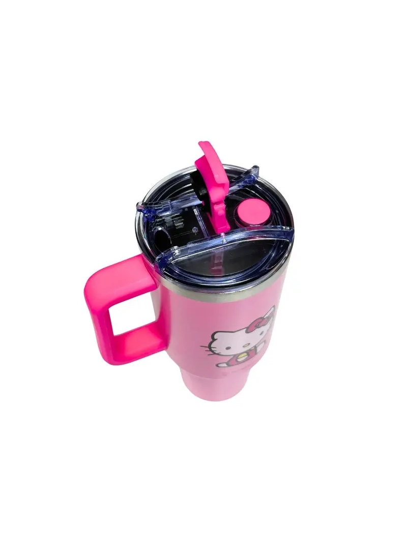 Canecão Térmico Inox 1,15l Com Canudo Pingente Hello Kitty - Zona Criativa - Arco Ìris