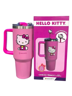 imagem do produto Canecão Térmico Inox 1,15l Com Canudo Pingente Hello Kitty - Zona Criativa - Arco Ìris