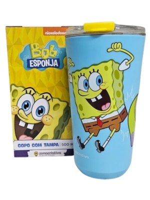 Copo Térmico Sky 500ml C Tampa Bob Esponja E Patrick Oficial - Arco Iris